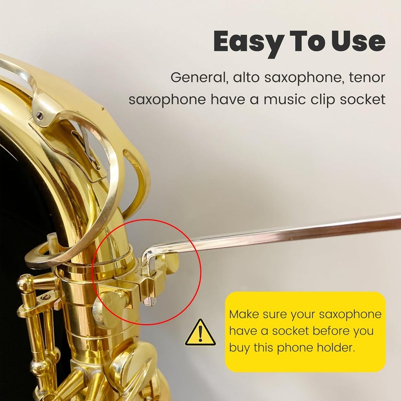 Smallan Phone Holder for Sax Lyre,Alto Saxophone Lyre Accessories Mount Your Phone to Sax,Sax Music Clip Reading Music from Electronic Ultralight Copper Black(Saxophone Lyre) - Image 3